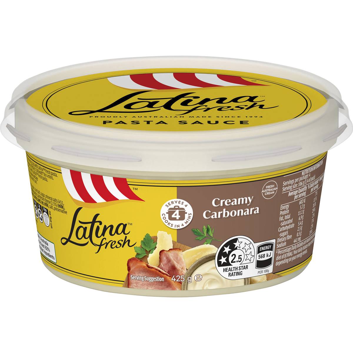 Latina Fresh Pasta Sauce Creamy Carbonara