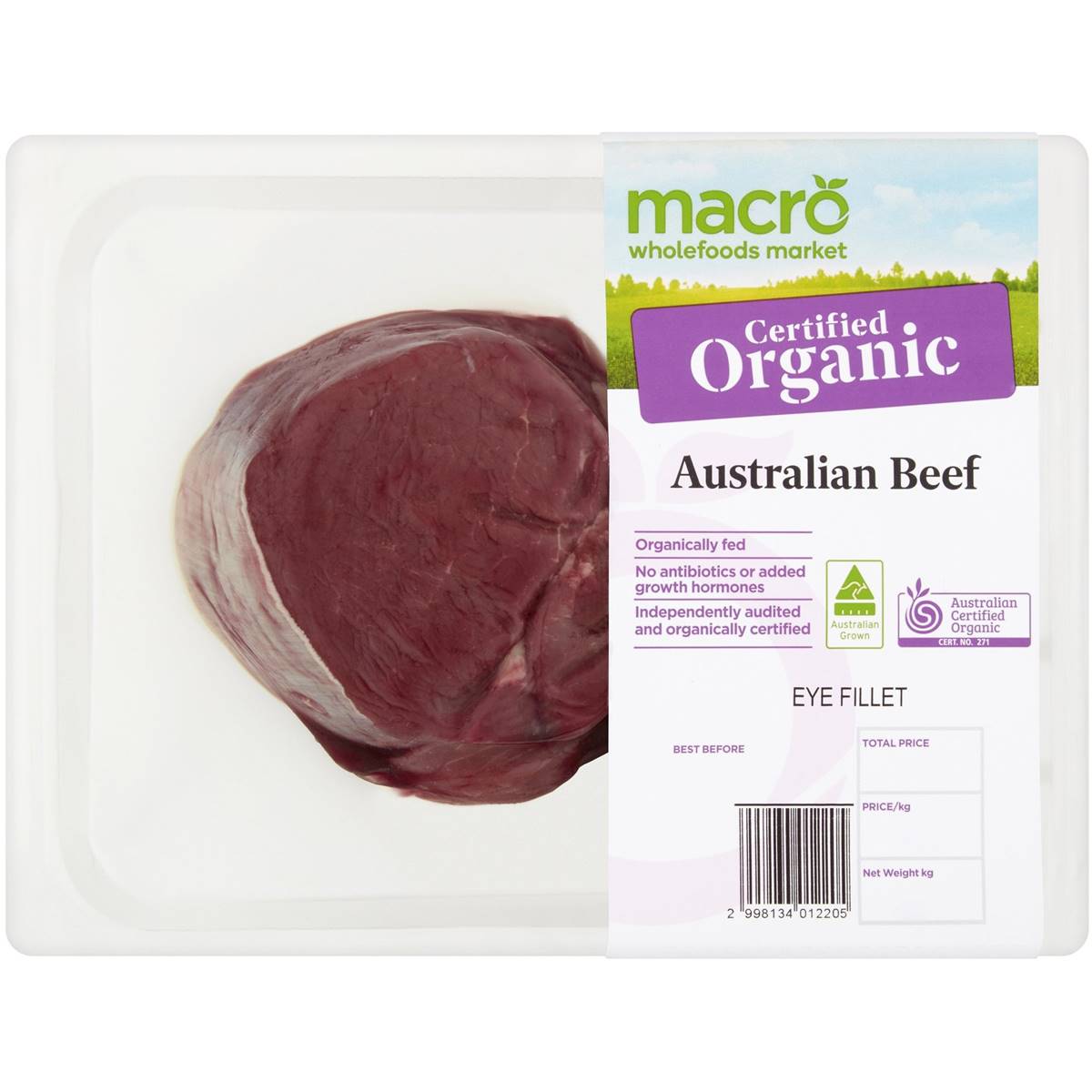 Macro Organic Beef Eye Fillet Steak