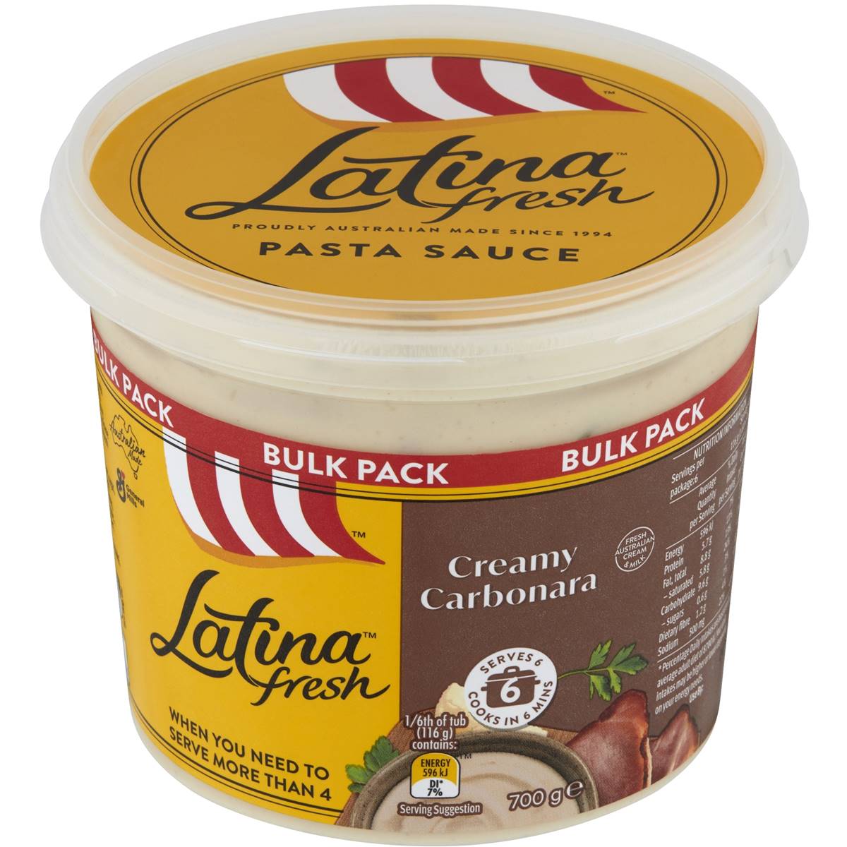 Latina Fresh Pasta Sauce Creamy Carbonara