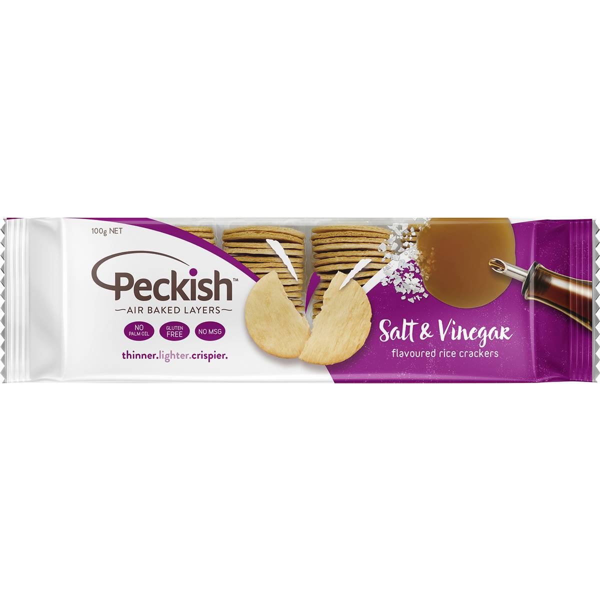 Peckish Thins Rice Crackers Salt & Vinegar