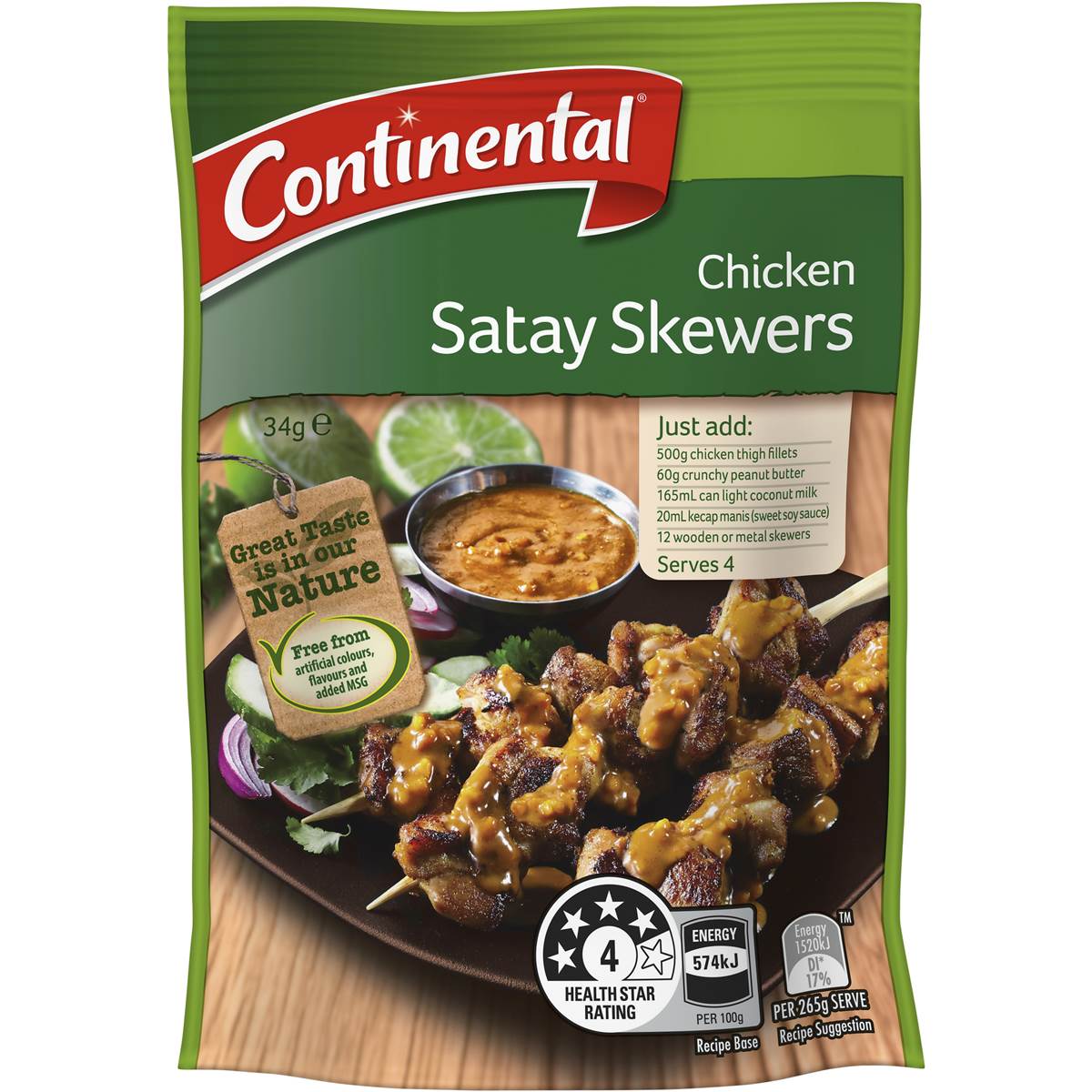 Continental Recipe Base Chicken Satay Skewers