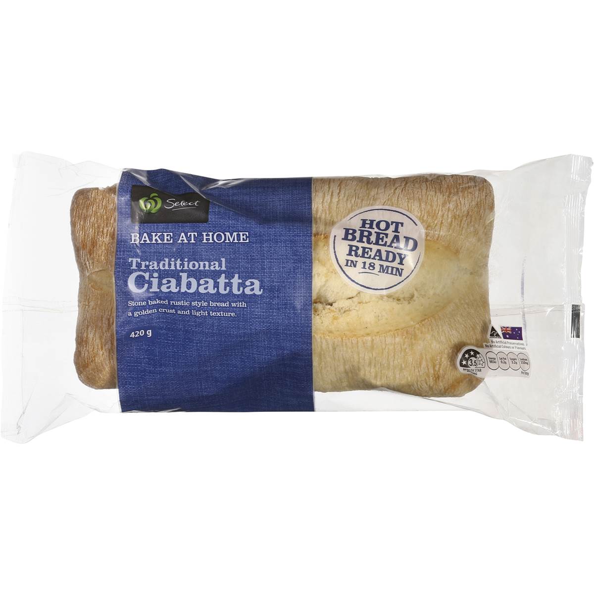 Woolworths Bake At Home Stone Baked Ciabatta Traditional Plain