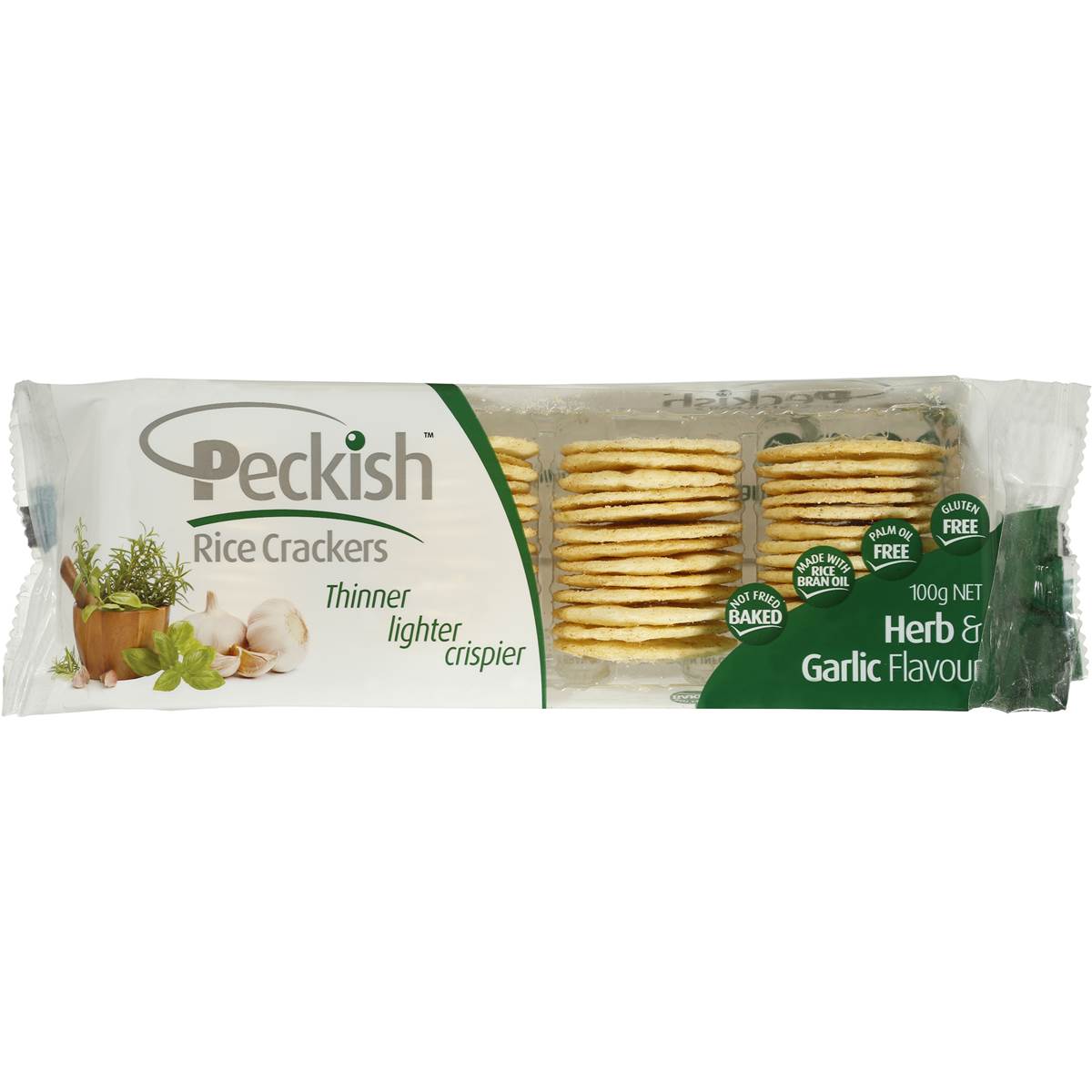 Peckish Rice Crackers Garlic & Herb