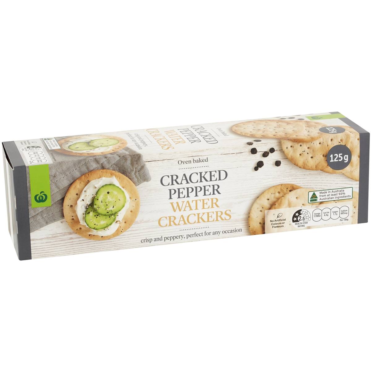 Woolworths Select Cracked Pepper Water Crackers