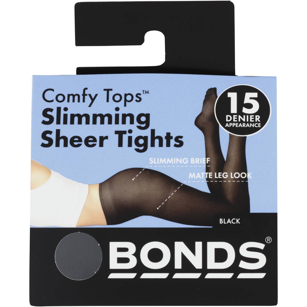 Bonds Comfy Tops Slimming Sheer Tights Black Lge