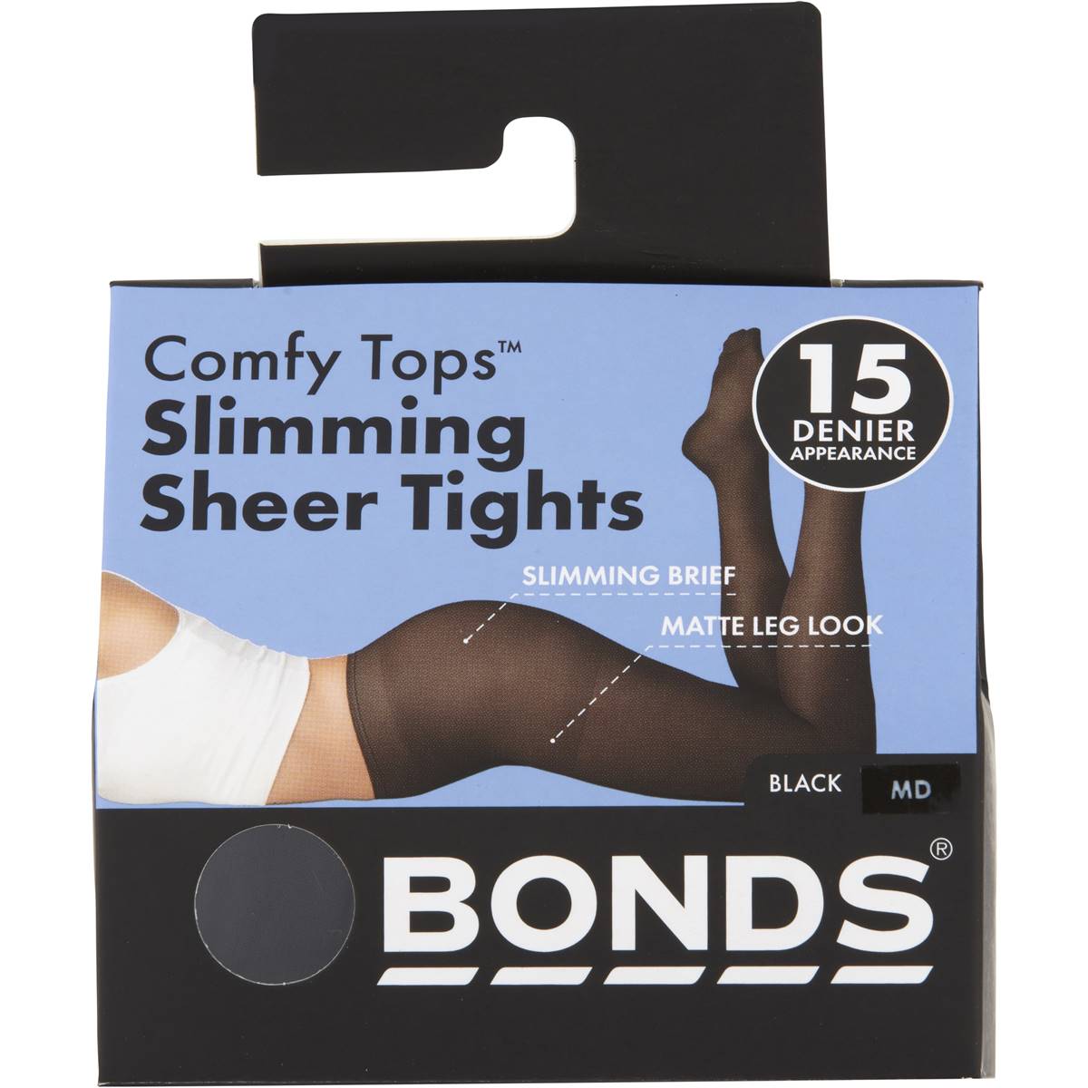 Bonds Comfy Tops Slimming Sheer Tights Black Sml